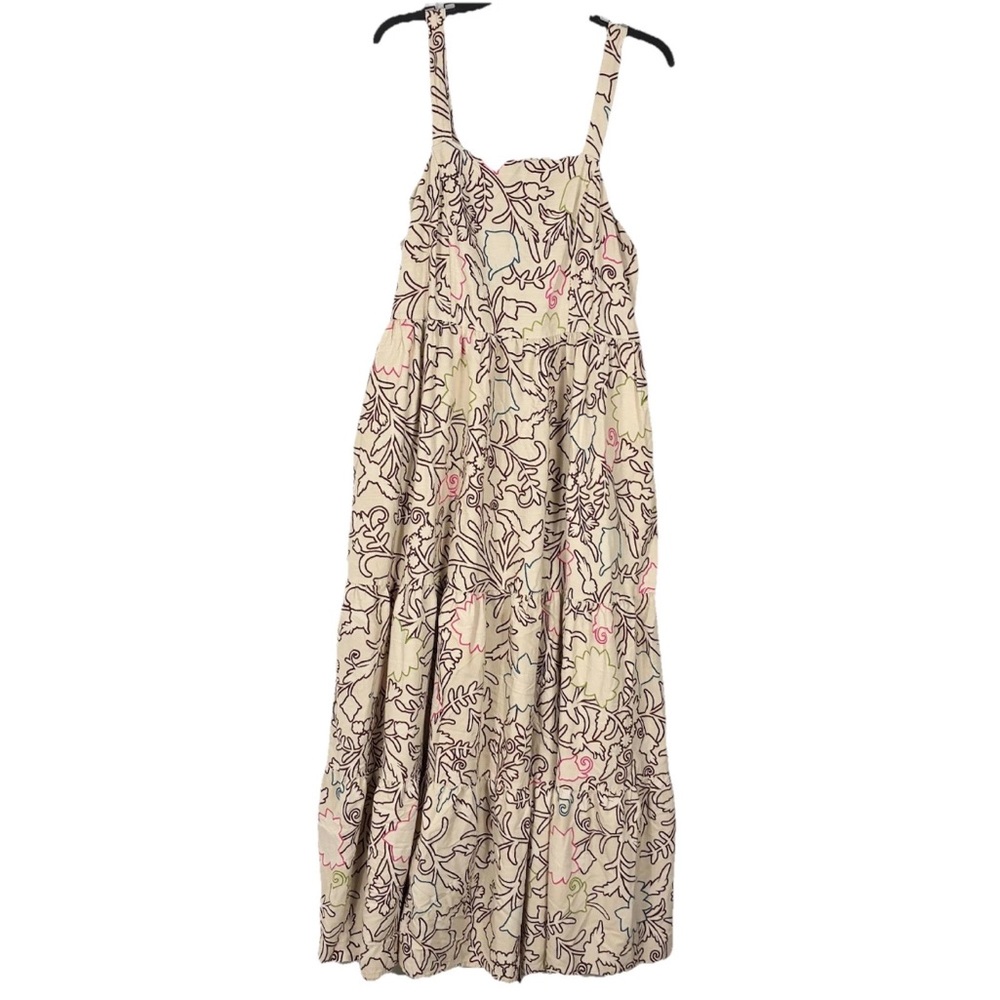 Nwot Knox Rose Dress Size XL Beige Floral Tiered Maxi Resort Feminine Boho Folk
